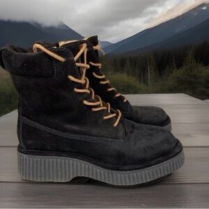 Rag & Bone Black Suede Lace Up Combat Ankle Boots Size 38.5 (US 8/8.5)